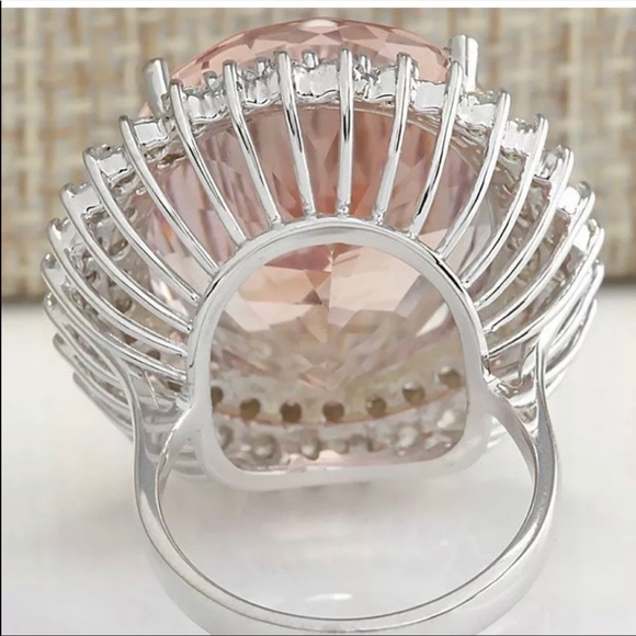 New Oval cut champagne crystal 925 silver ring - Picture 4 of 5